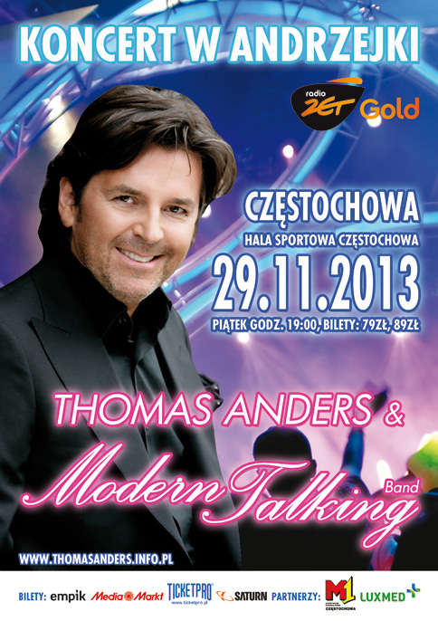 Plakat z koncertu Thomasa Andersa w Czstochowie