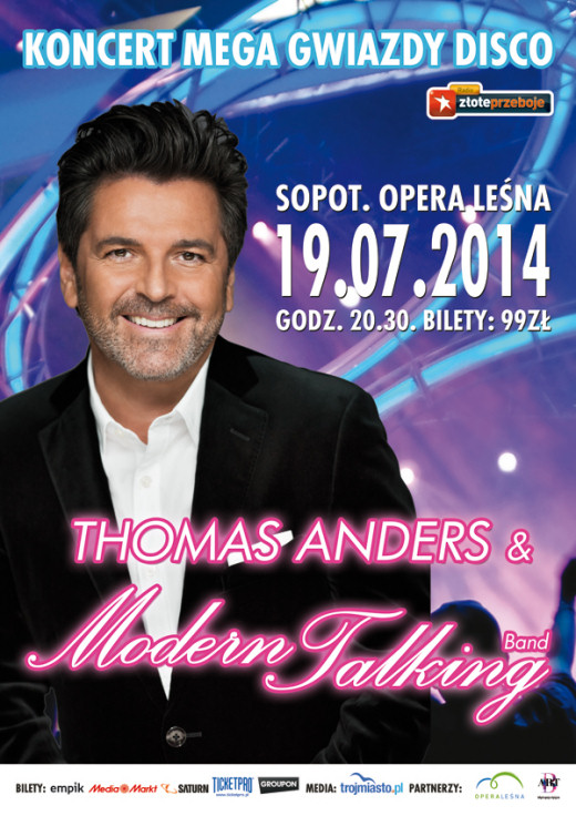 Plakat z koncertu Thomasa Andersa w Sopocie 2014