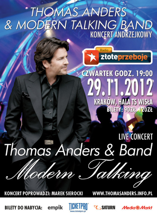Plakat koncertowy - Thomas Anders & Modern Talking Band w Krakowie