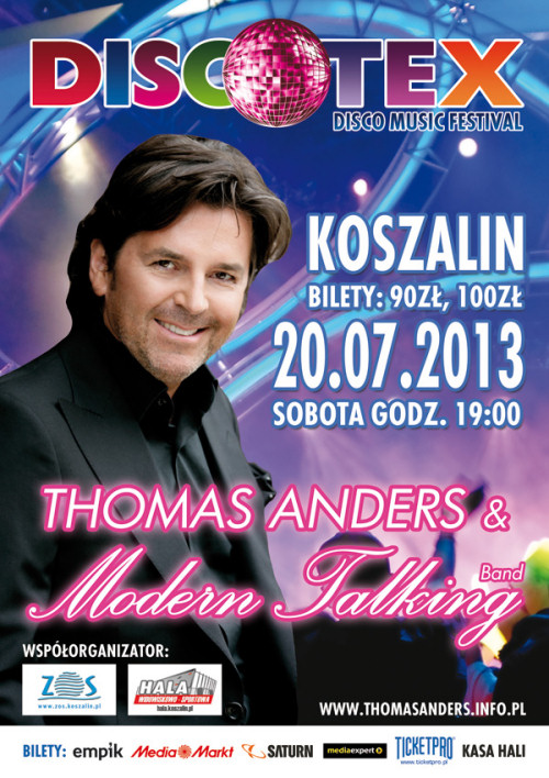 Plakat z koncertu Thomasa Andersa w Koszalinie