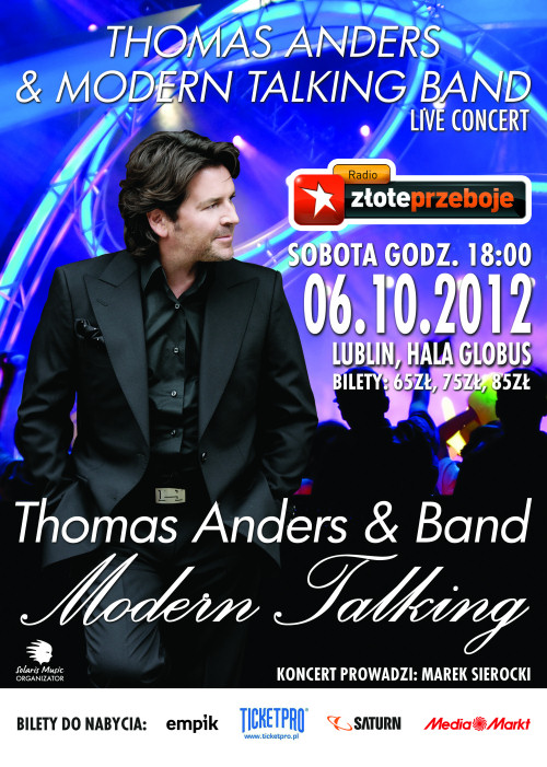 Plakat promujący koncert Thomasa Andersa w Lublinie