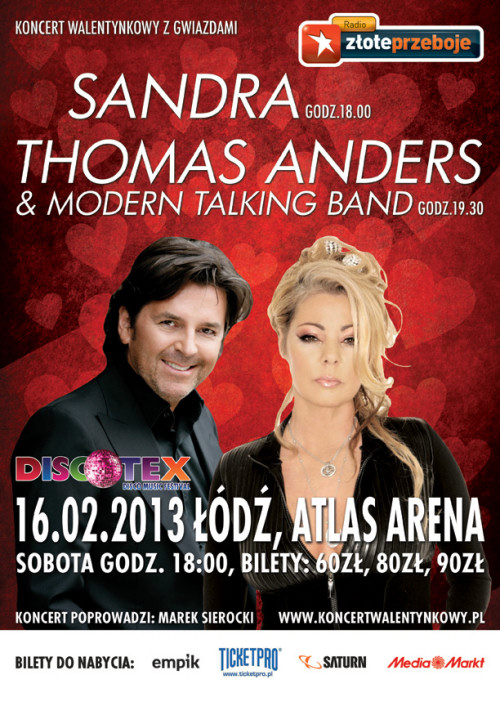 Sandra i Thomas Anders w Łodzi - plakat koncertowy