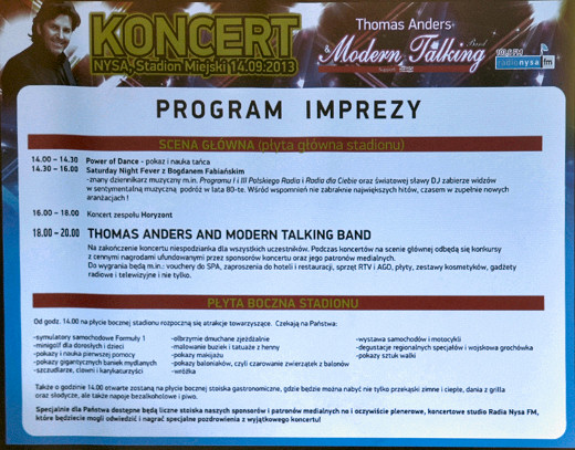 Program koncertu Thomasa Andersa w Nysie