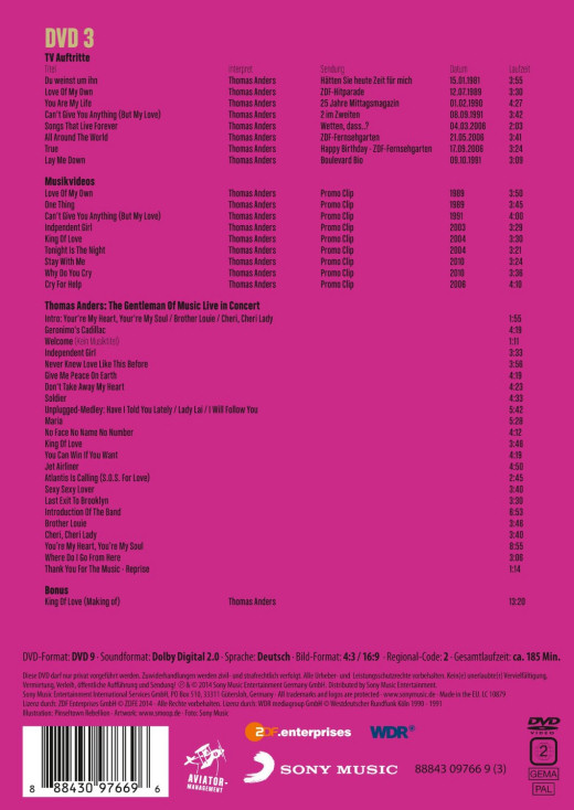 Modern Talking - 30 (tracklista DVD 3)