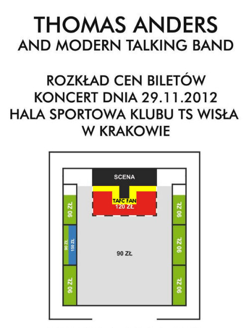 Plan widowni - koncert Thomasa Andersa w Krakowie