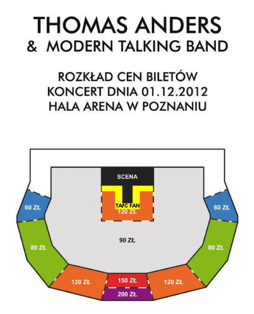 Plan widowni - koncert Thomasa Andersa w Poznaniu